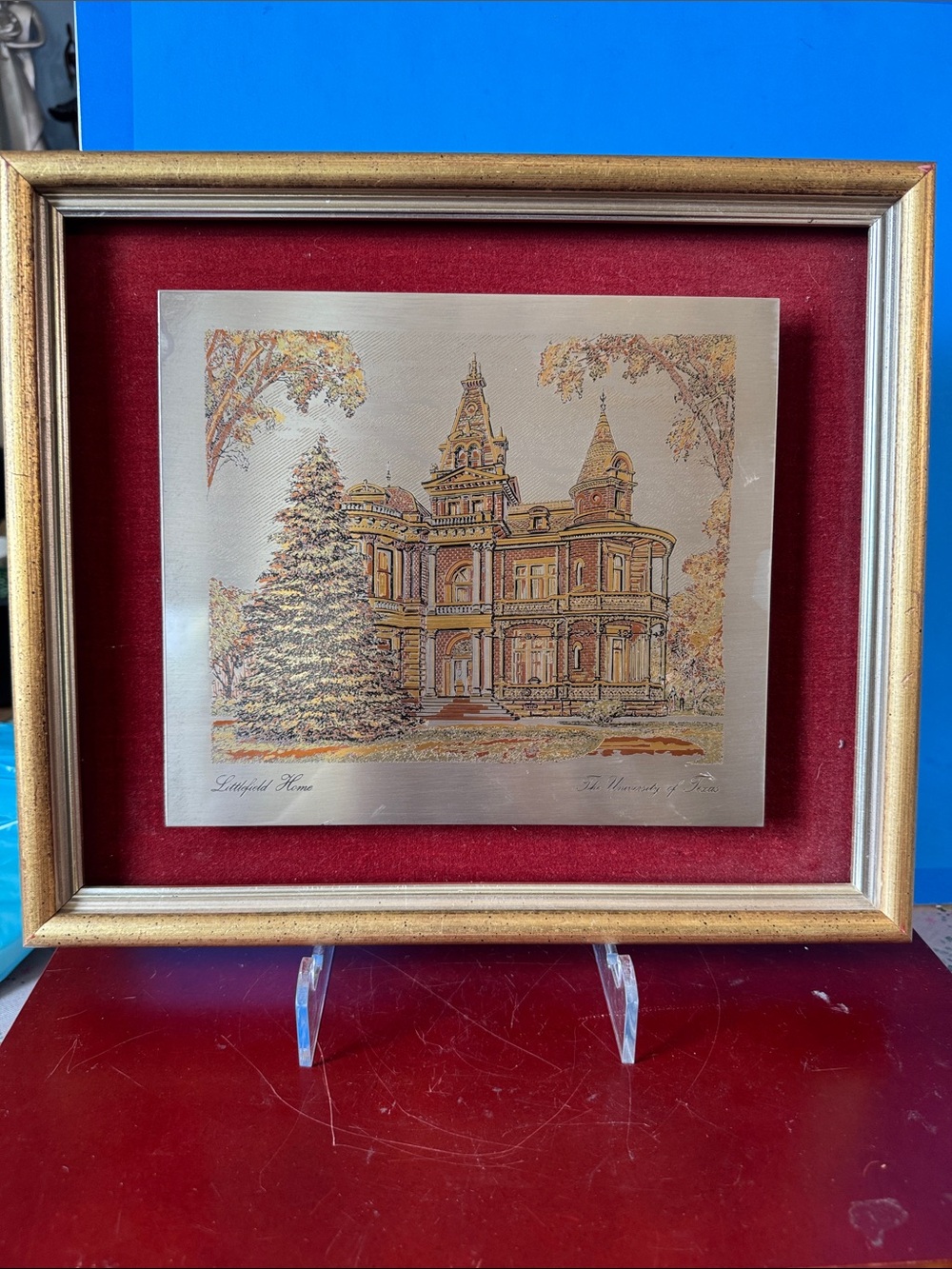 limited edition Reed & Barton Damascene etching -University of Texas-Littlefield